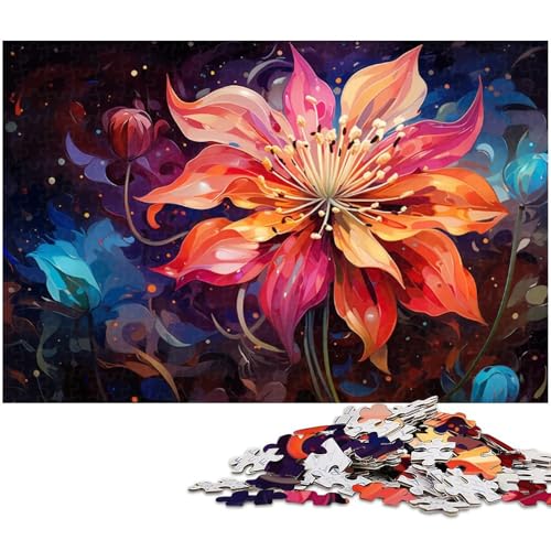 Puzzle 1000 Teile für Erwachsene von Bunte psychedelische Blumen Puzzle für Erwachsene Holzpuzzle Lernspiel 1000 PCS (75x50cm) von zouxangzz