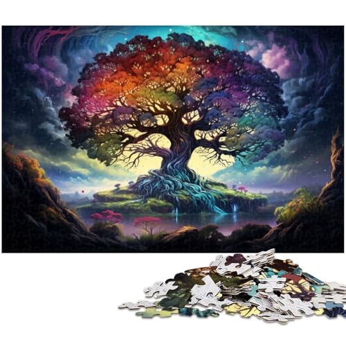 Puzzle 1000 Teile für Erwachsene von Buntes psychedelisches Baum und Planetenpuzzle für Erwachsene Holzpuzzle Lernspiel 1000 Teile (75 x 50 cm) von zouxangzz