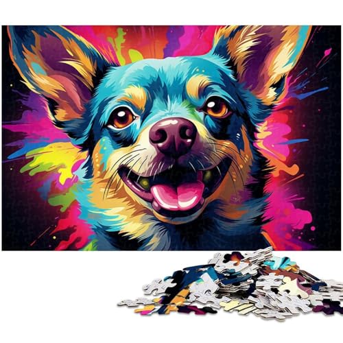 Puzzle 1000 Teile für Erwachsene von Buntes psychedelisches Chihuahua Hundepuzzle für Erwachsene Holzpuzzle Lernspiel 1000 Teile (75 x 50 cm) von zouxangzz