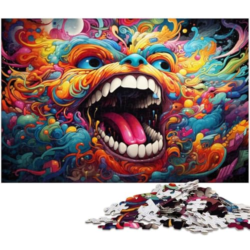 Puzzle 1000 Teile für Erwachsene von Buntes psychedelisches Monster Puzzle für Erwachsene Papierpuzzle Lernspiel 1000 Teile (38 x 26 cm) von zouxangzz