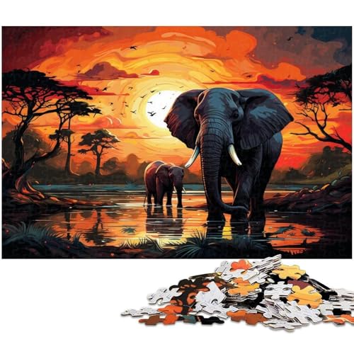Puzzle 1000 Teile für Erwachsene von Colorful Art Elefanten Tierpuzzle für Erwachsene Papierpuzzle Lernspiel 1000 Teile (38 x 26 cm) von zouxangzz