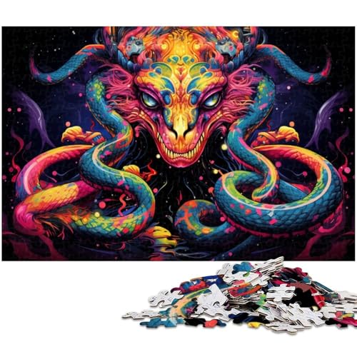 Puzzle 1000 Teile für Erwachsene von Colorful Art Snake Puzzle für Erwachsene Holzpuzzle Lernspiel (Größe 75 x 50 cm) von zouxangzz