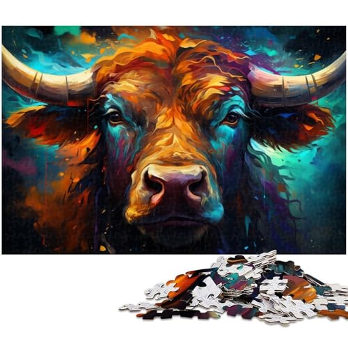 Puzzle 1000 Teile für Erwachsene von Colorful Cow Painting Puzzle für Erwachsene Holzpuzzle Lernspiel 1000 PCS (75x50cm) von zouxangzz