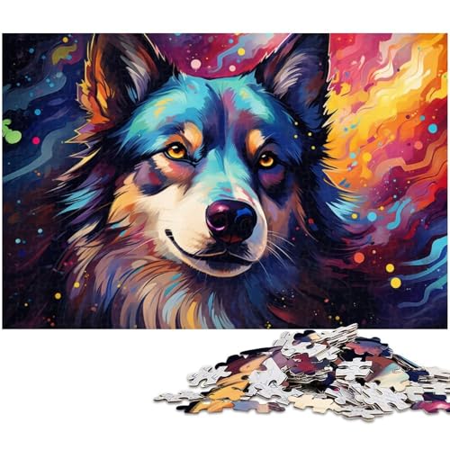 Puzzle 1000 Teile für Erwachsene von Colorful Dog Art Puzzle für Erwachsene Holzpuzzle Lernspiel 1000 Teile (75 x 50 cm) von zouxangzz