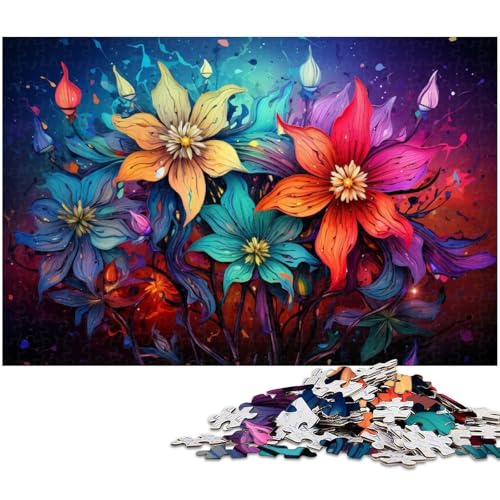 Puzzle 1000 Teile für Erwachsene von Colorful Flowers Puzzle für Erwachsene Holzpuzzle Lernspiel 1000 PCS (75x50cm) von zouxangzz