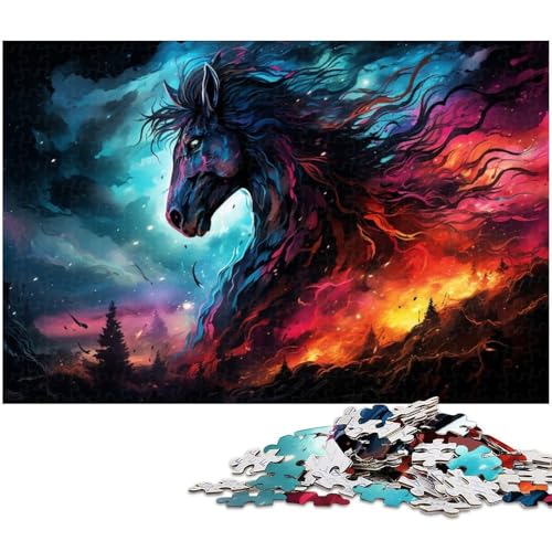 Puzzle 1000 Teile für Erwachsene von Colorful Horse Puzzle für Erwachsene Holzpuzzle Lernspiel 1000 PCS (75x50cm) von zouxangzz