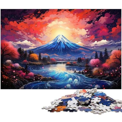 Puzzle 1000 Teile für Erwachsene von Colorful Mount Fuji Puzzle für Erwachsene Holzpuzzle Lernspiel 1000 Stück (75 x 50 cm) von zouxangzz