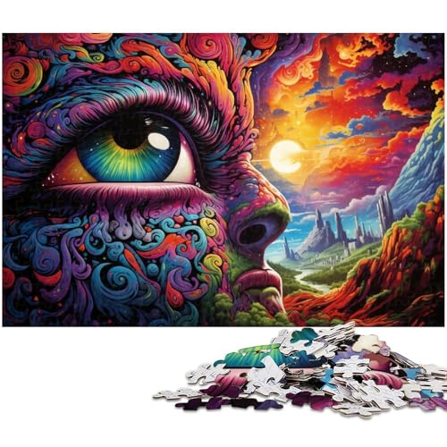 Puzzle 1000 Teile für Erwachsene von Colorful Psychedelic Art Puzzle für Erwachsene Holzpuzzle Lernspiel 1000 PCS (75x50cm) von zouxangzz