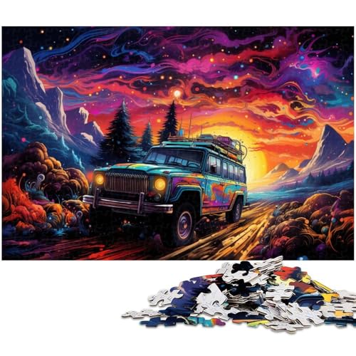Puzzle 1000 Teile für Erwachsene von Colorful Psychedelic Cars Puzzle für Erwachsene Holzpuzzle Lernspiel 1000 PCS (75x50cm) von zouxangzz