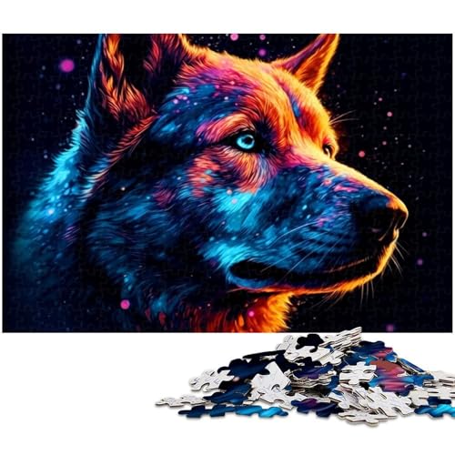 Puzzle 1000 Teile für Erwachsene von Colorful Wolf Puzzle für Erwachsene Holzpuzzle Lernspiel (Größe 75 x 50 cm) von zouxangzz