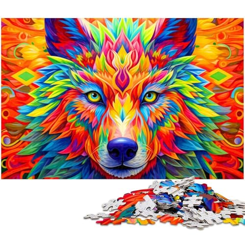 Puzzle 1000 Teile für Erwachsene von Colorful Wolf Puzzle für Erwachsene Holzpuzzle Lernspiel (Größe 75 x 50 cm) von zouxangzz