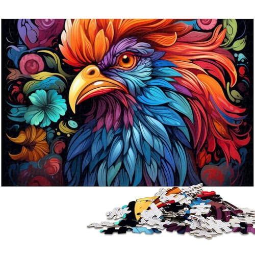 Puzzle 1000 Teile für Erwachsene von Colourful Rooster Puzzle für Erwachsene Holzpuzzle Lernspiel (Größe 75 x 50 cm) von zouxangzz
