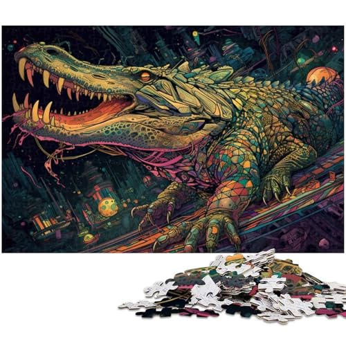 Puzzle 1000 Teile für Erwachsene von Crocodiles Puzzle für Erwachsene Holzpuzzle Lernspiel (Größe 75 x 50 cm) von zouxangzz