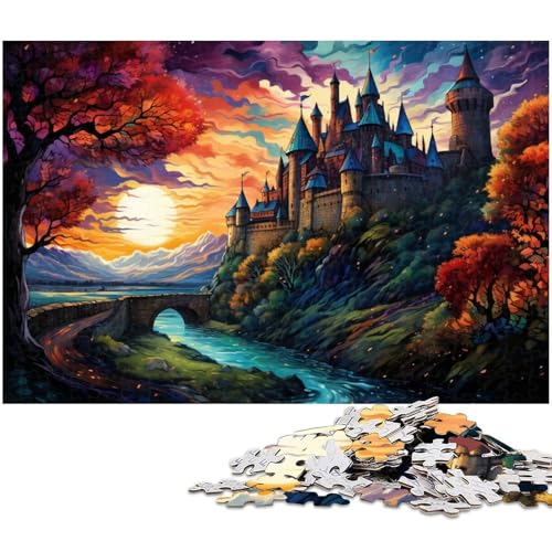 Puzzle 1000 Teile für Erwachsene von Die farbenfrohe Psychedelia von Carcassonne Schlosspuzzle für Erwachsene Holzpuzzle Lernspiel 1000 Teile (75 x 50 cm) von zouxangzz