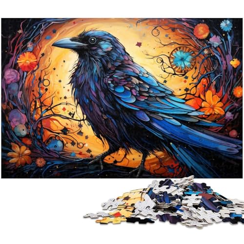 Puzzle 1000 Teile für Erwachsene von Fantasy Colorful Crow Puzzle für Erwachsene Holzpuzzle Lernspiel 1000 PCS (75x50cm) von zouxangzz
