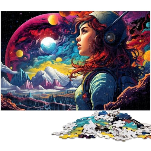 Puzzle 1000 Teile für Erwachsene von Girl in Front of The Moon Puzzle für Erwachsene Holzpuzzle Lernspiel 1000 Teile (75 x 50 cm) von zouxangzz