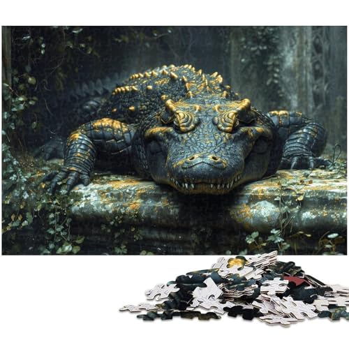Puzzle 1000 Teile für Erwachsene von Krokodil Tierpuzzle für Erwachsene Holzpuzzle Lernspiel (Größe 75 x 50 cm) von zouxangzz