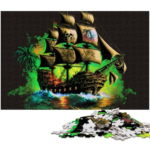 Puzzle 1000 Teile für Erwachsene von Piratenboot Puzzle für Erwachsene Holzpuzzle Lernspiel (Größe 75 x 50 cm) von zouxangzz