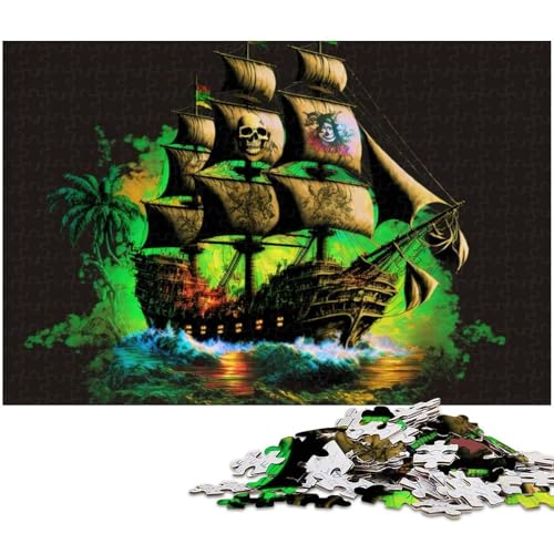 Puzzle 1000 Teile für Erwachsene von Piratenboot Puzzle für Erwachsene Papierpuzzle Lernspiel (Größe 38 x 26 cm) von zouxangzz