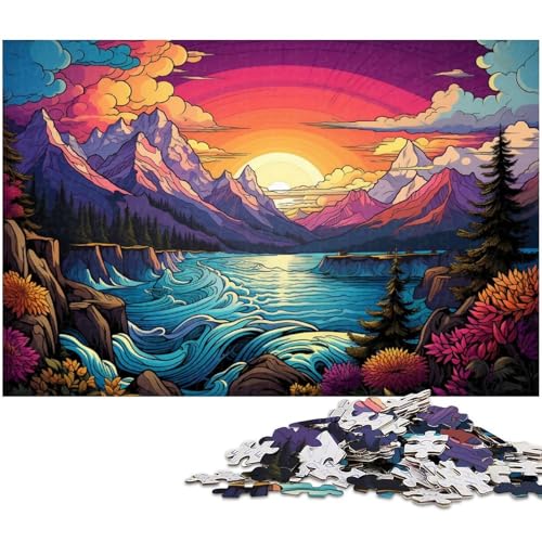 Puzzle 1000 Teile für Erwachsene von Psychedelic Colorful Landscape Puzzle für Erwachsene Holzpuzzle Lernspiel 1000 PCS (75x50cm) von zouxangzz