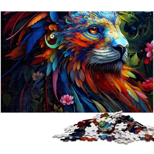 Puzzle 1000 Teile für Erwachsene von Psychedelic Lion Puzzle für Erwachsene Holzpuzzle Lernspiel (Größe 75 x 50 cm) von zouxangzz
