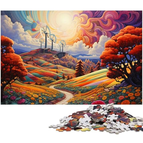Puzzle 1000 Teile für Erwachsene von Psychedelic Scenery Puzzle für Erwachsene Holzpuzzle Lernspiel (Größe 75 x 50 cm) von zouxangzz