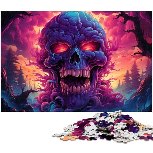 Puzzle 1000 Teile für Erwachsene von Roses and Skulls Puzzle für Erwachsene Holzpuzzle Lernspiel (Größe 75 x 50 cm) von zouxangzz