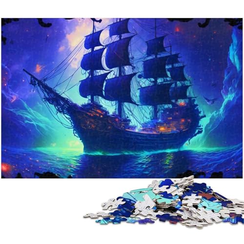 Puzzle 1000 Teile für Erwachsene von Sailing Pirate Ship Puzzle für Erwachsene Holzpuzzle Lernspiel (Größe 75 x 50 cm) von zouxangzz