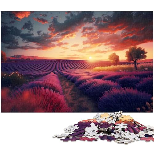 Puzzle 1000 Teile für Erwachsene von Sunset_Over_Lavender_Field Puzzle für Erwachsene Holzpuzzle Lernspiel (Größe 75 x 50 cm) von zouxangzz