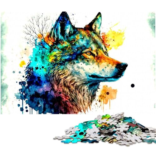 Puzzle 1000 Teile für Erwachsene von Wolf Puzzle für Erwachsene Papierpuzzle Lernspiel (Größe 38 x 26 cm) von zouxangzz