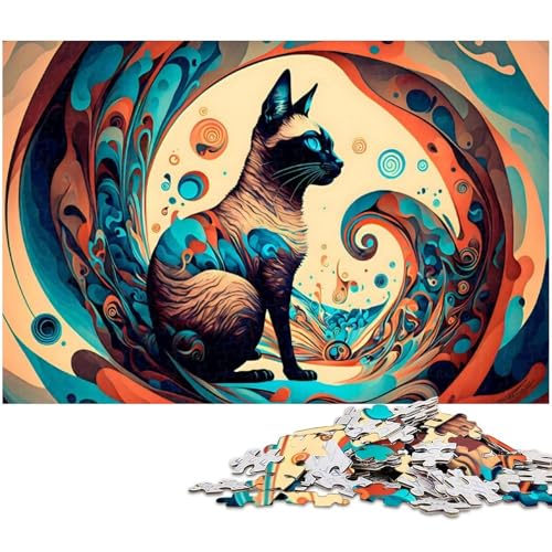 Puzzle 1000 Teile süßes Katzen Puzzle für Erwachsene Holzpuzzle Spielzeug Wanddekoration (Größe 75 x 50 cm) von zouxangzz