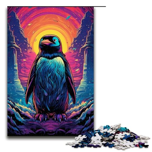 Puzzle Bunte Pinguine 1000 Teile Holzpuzzle für Erwachsene und Kinder ab 12 Jahren Familienspaß Puzzle 75 x 50 cm von zouxangzz