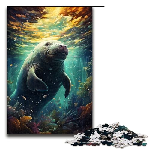 Puzzle Bunte Psychedelia der galaktischen Seekuh 1000 teiliges Holzpuzzle für Erwachsene und Kinder ab 12 Jahren Familienspaß Puzzle 75 x 50 cm von zouxangzz