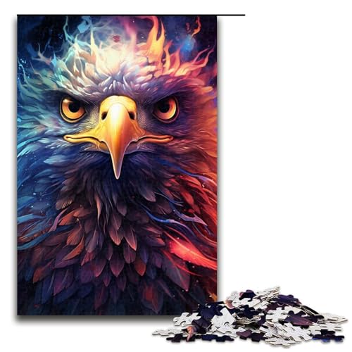 Puzzle Bunter Psychedelischer Adler 1000 Teile Holzpuzzle für Erwachsene und Kinder ab 14 Jahren Familienspaß Puzzle 75 x 50 cm von zouxangzz