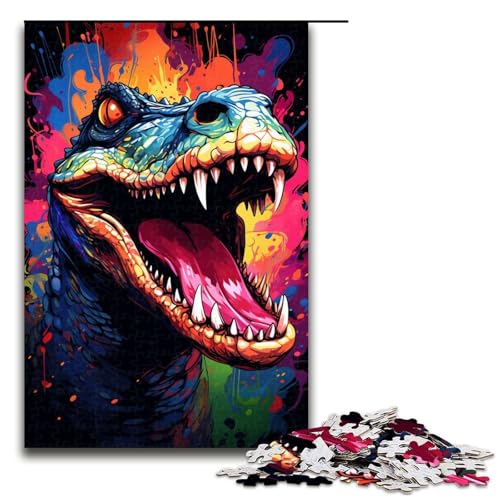 Puzzle Buntes Fantasie Krokodil 1000 Teile Holzpuzzle für Erwachsene und Kinder ab 12 Jahren Familienspaß Puzzle 75 x 50 cm von zouxangzz