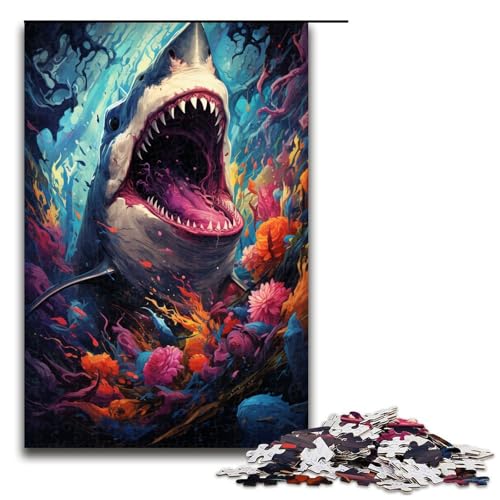Puzzle buntes psychedelisches Haitier 1000 Teile Holzpuzzle für Erwachsene und Kinder ab 14 Jahren Familienspaß Puzzle 75 x 50 cm von zouxangzz