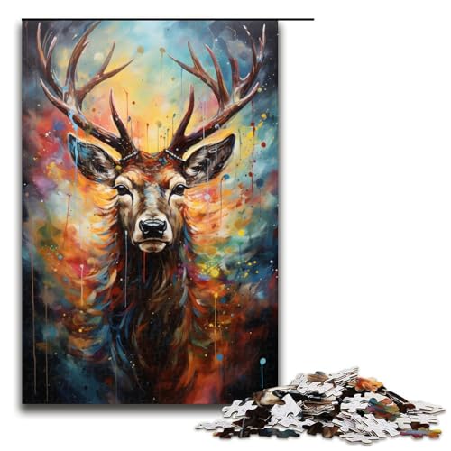 Puzzle farbenfrohes psychedelisches Hirschtier 1000 Teile Holzpuzzle für Erwachsene und Kinder ab 14 Jahren Familienspaß Puzzle 75 x 50 cm Puzzle farbenfrohes psychedelisches Hirschtier 1000 Teile Holzpuzzle für Erwachsene und Kinder ab 14 Jahren Familienspaß Puzzle 75 x 50 cm von zouxangzz