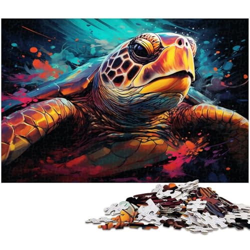 Puzzle für Erwachsene 1000 Bunte psychedelische Schildkröten Puzzles für Erwachsene und Kinder Holzpuzzle Lernspielzeug 1000 Teile (75 x 50 cm) von zouxangzz