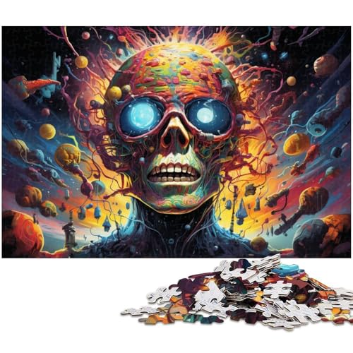 Puzzle für Erwachsene 1000 Teile „Die farbenfrohe Psychedelia eines außerirdischen Wunderkinds Puzzle für Erwachsene Holzspiele für die ganze Familie Geburtstagsgeschenke 1000 Teile (75 x 50 cm) von zouxangzz