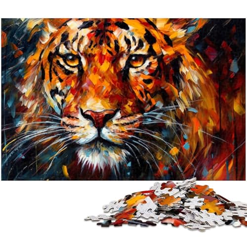 Puzzle für Erwachsene 1000 Teile Abstrakter Tiger anspruchsvolles Spiel Spielzeug Weihnachtspuzzle Geschenke (Größe 75 x 50 cm) von zouxangzz