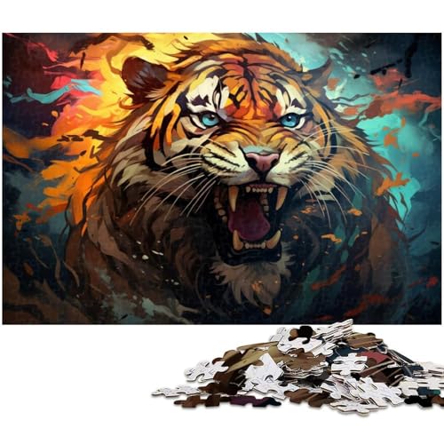 Puzzle für Erwachsene 1000 Teile Angry_Tiger EIN Kunstwerk für Teenager ab 14 Jahren 1000 Teile (38 x 26 cm) von zouxangzz