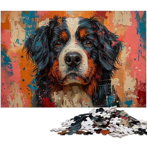 Puzzle für Erwachsene 1000 Teile Art Dog das Puzzle mit passendem Poster und Quizblatt (Größe 75 x 50 cm) von zouxangzz