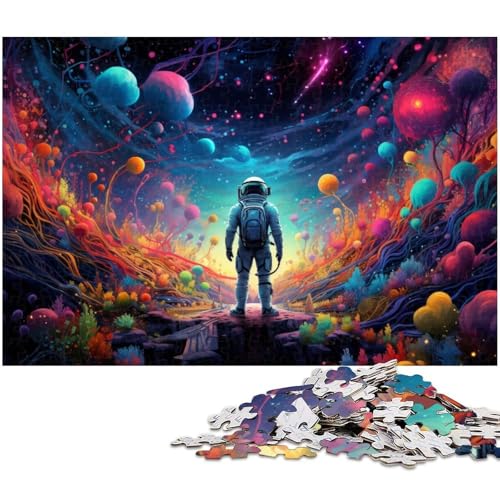 Puzzle für Erwachsene 1000 Teile Astronaut Steht auf bunter Galaxie Puzzle für Erwachsene Holzspiele für die ganze Familie Weihnachts und Geburtstagsgeschenke 1000 Teile (75 x 50 cm) von zouxangzz