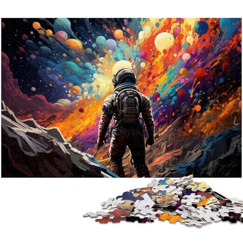 Puzzle für Erwachsene 1000 Teile Astronaut im farbenfrohen Universum Puzzle für Erwachsene Holzspiele für die ganze Familie Weihnachts und Geburtstagsgeschenke 1000 Teile (75 x 50 cm) von zouxangzz