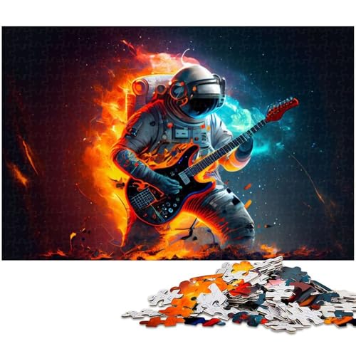 Puzzle für Erwachsene 1000 Teile Astronaut spielt Gitarre Holzpuzzle Lernspielzeug Familienspiele (Größe 75 x 50 cm) von zouxangzz