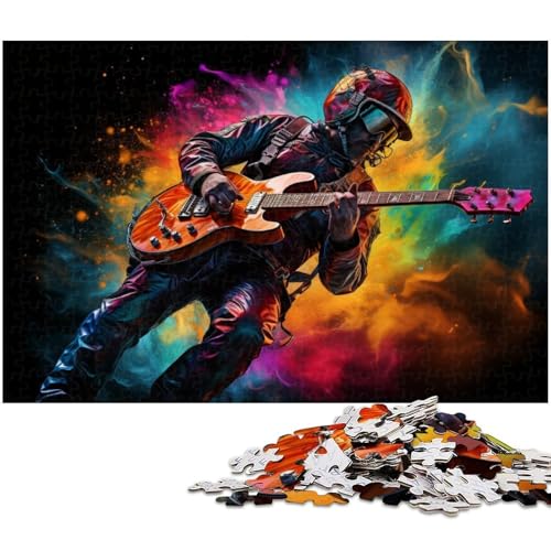 Puzzle für Erwachsene 1000 Teile Astronaut spielt Gitarre Holzpuzzle lustiges Geschenk 1000 Teile (75 x 50 cm) von zouxangzz