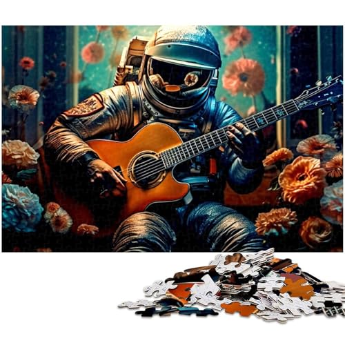 Puzzle für Erwachsene 1000 Teile Astronaut spielt Gitarre Puzzles für Papierpuzzles pädagogisches Spielzeug zum Stressabbau 1000 Teile (38 x 26 cm) von zouxangzz