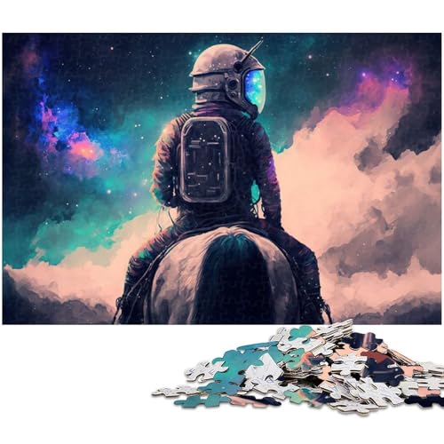 Puzzle für Erwachsene 1000 Teile Astronauten Pferd Puzzle für Erwachsene und Kinder Holzpuzzle Lernspielzeug 1000 Teile (75 x 50 cm) von zouxangzz