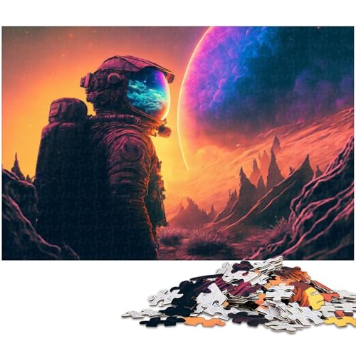 Puzzle für Erwachsene 1000 Teile Astronauten Puzzles für Holzpuzzles pädagogisches Spielzeug zum Stressabbau (Größe 75 x 50 cm) von zouxangzz