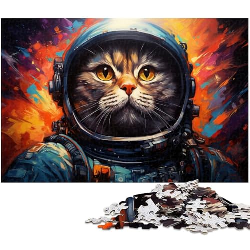 Puzzle für Erwachsene 1000 Teile Astronauten Weltraumkatze Puzzle für Erwachsene und Kinder Holzpuzzle Lernspielzeug 1000 Teile (75 x 50 cm) von zouxangzz